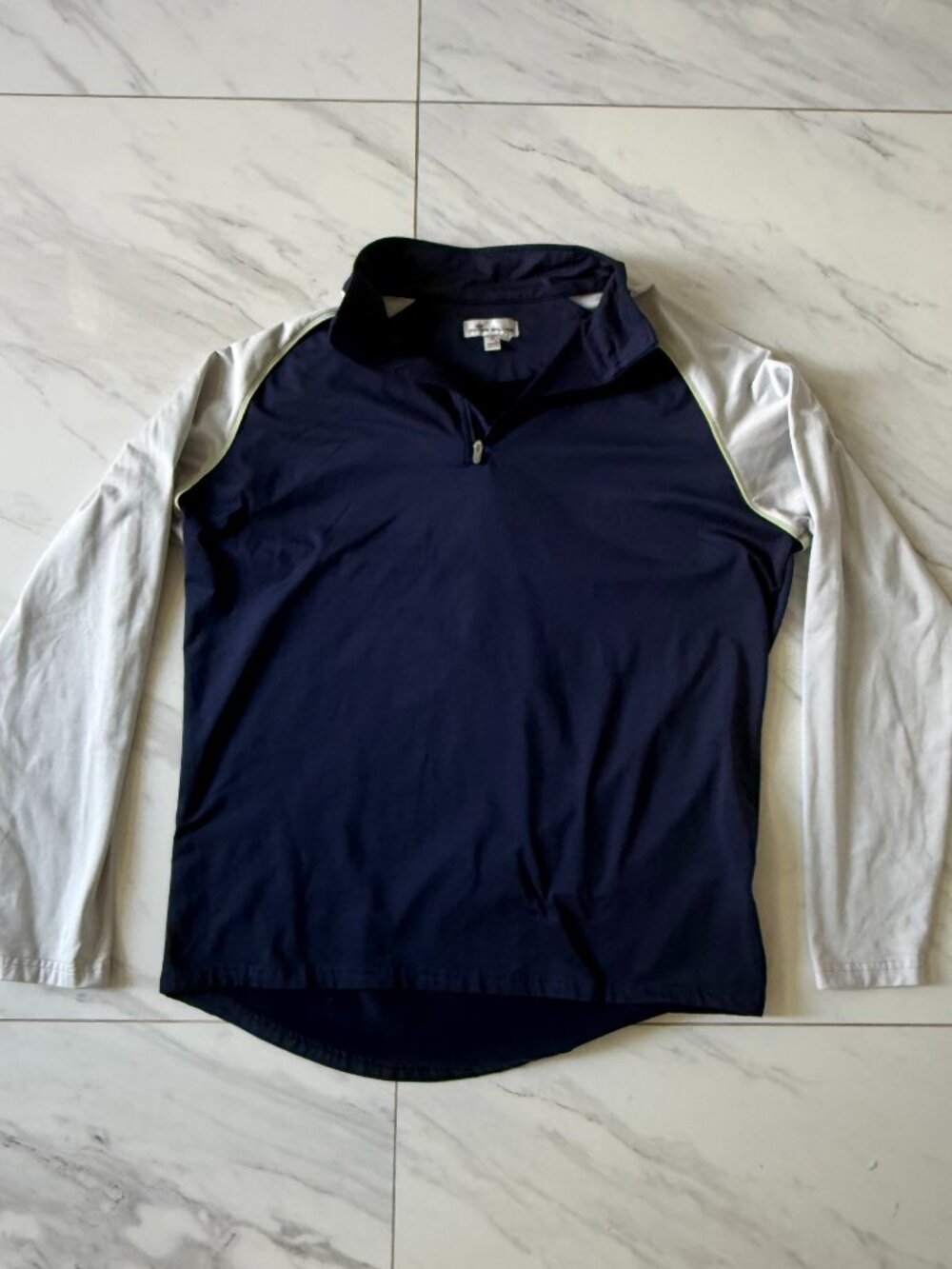 Peter Millar Boddington Men’s M 1/4 Zip Navy Gray Golf Pullover UPF 50+